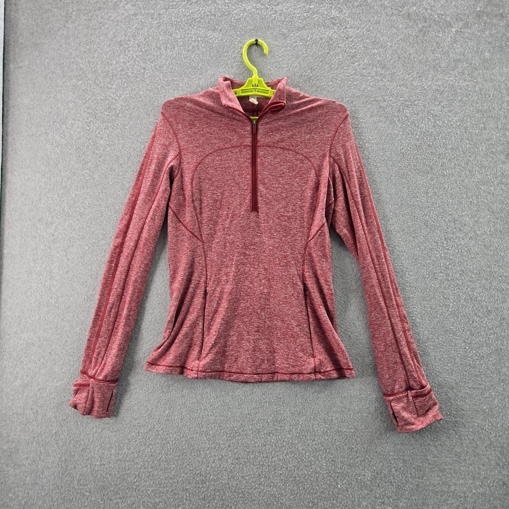 Lululemon Women Sweatshirt 8 Red Run Briskly 1/2 Zip Long Sleeve‎